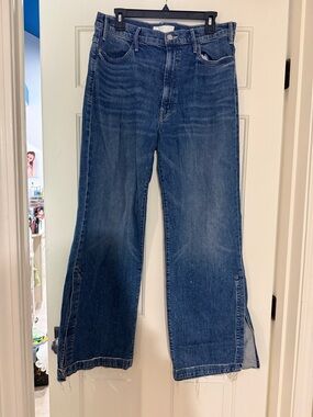 MOTHER Blue Wide-Leg Denim Jeans The Hustler  Sidewinder 34